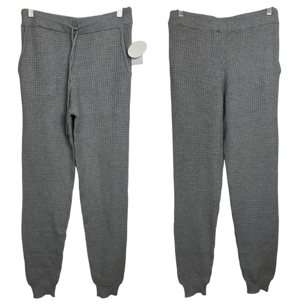NIA The Label Thick Knit High Rise Cuffed Ankle Length Drawstring Waist Joggers